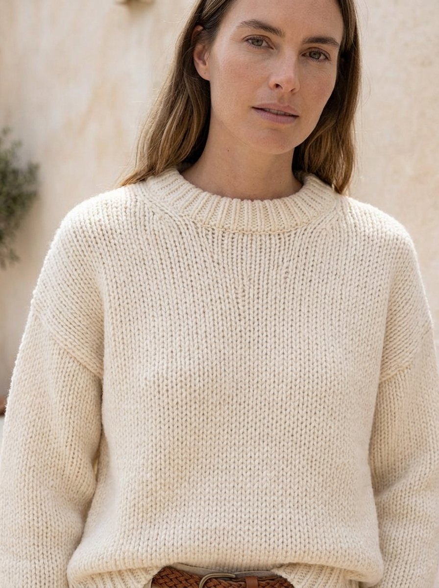 Jersey de punto con textura mujer — cuello redondo — 3