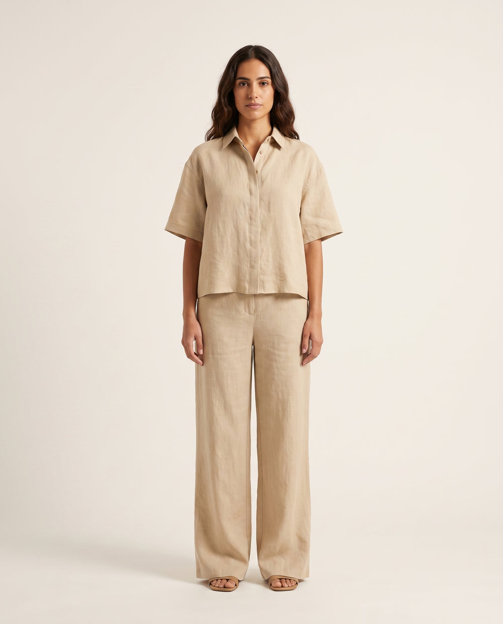 Conjunto de lino mujer — camisa oversize y pantalón wide leg — 2