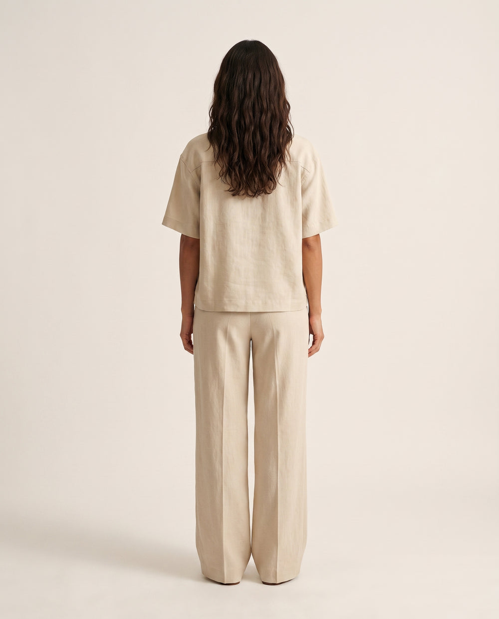 Conjunto de lino mujer — camisa oversize y pantalón wide leg — 3