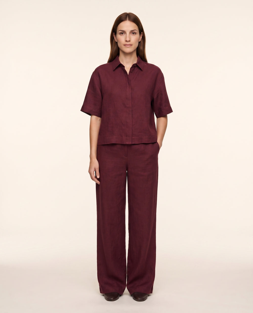 Conjunto de lino mujer — camisa oversize y pantalón wide leg — 7