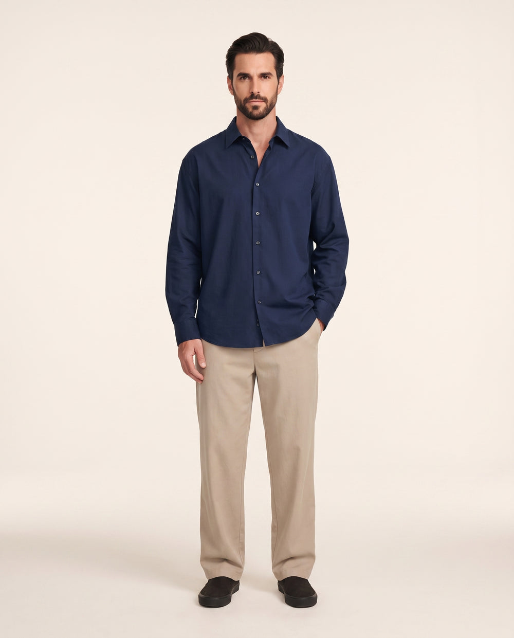 Camisa oversize de lino hombre — corte relajado — 7