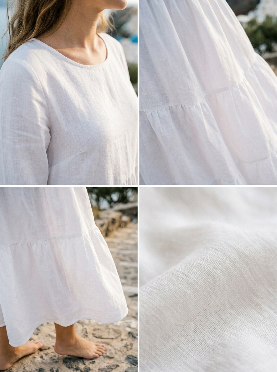 Vestido vaporoso de lino mujer — midi — 3