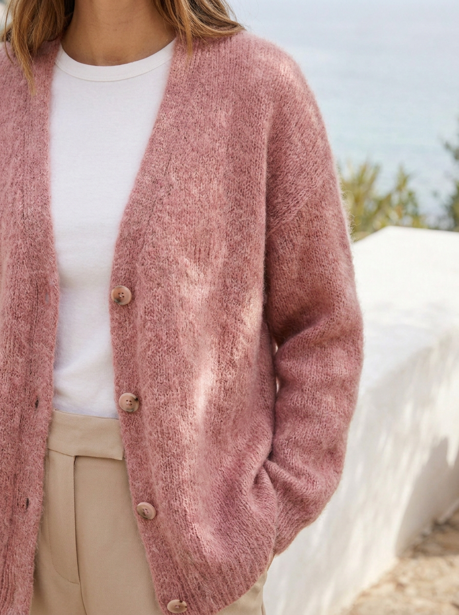 Cárdigan de mohair mujer — punto suave — 3