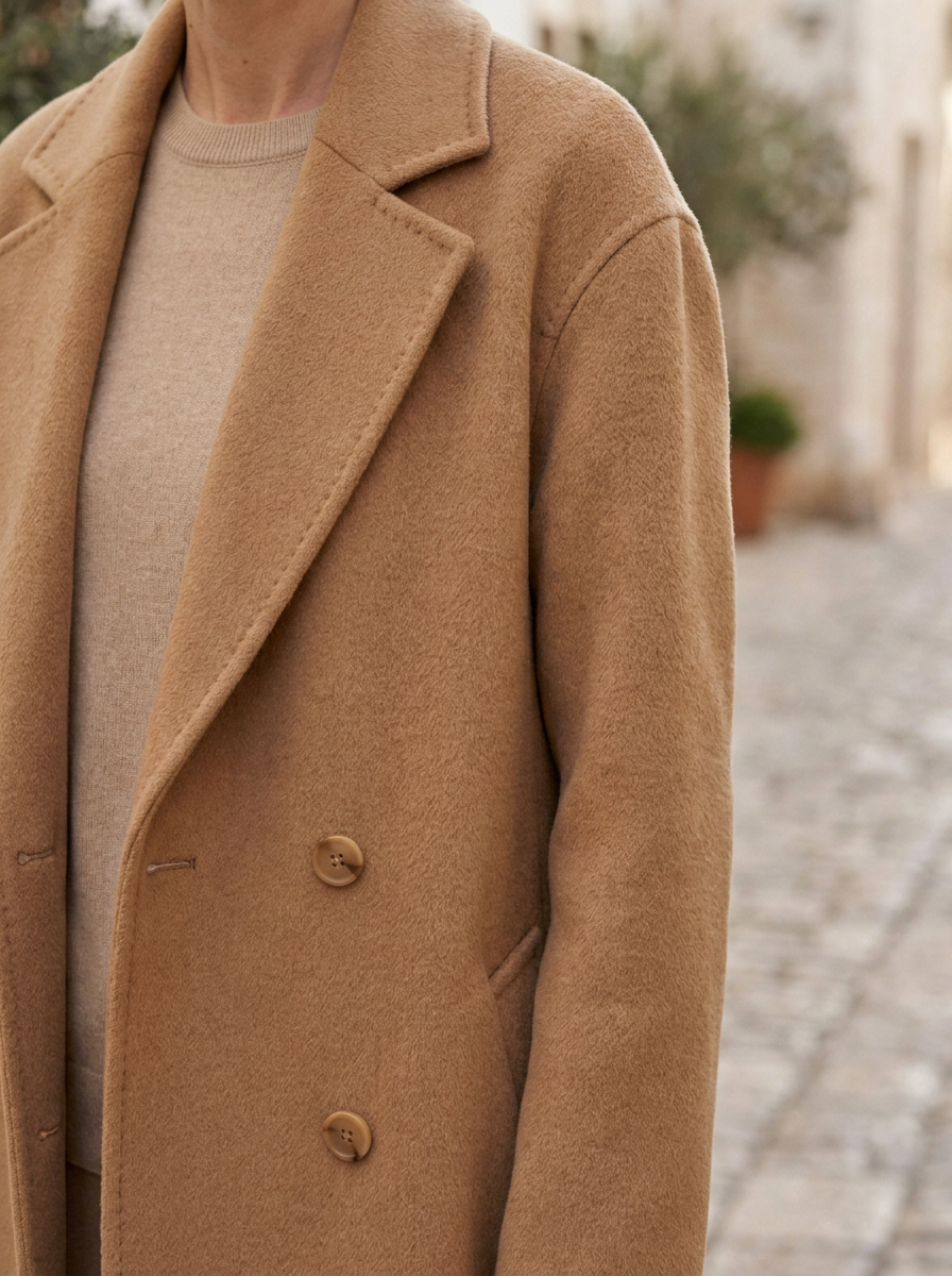 Abrigo largo mujer — corte sastre de lana — 3