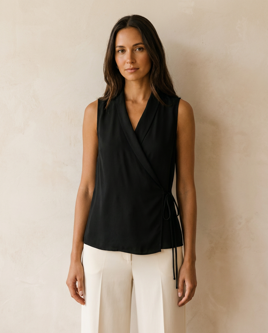 Blusa cruzada sin mangas mujer — lazo lateral — 5