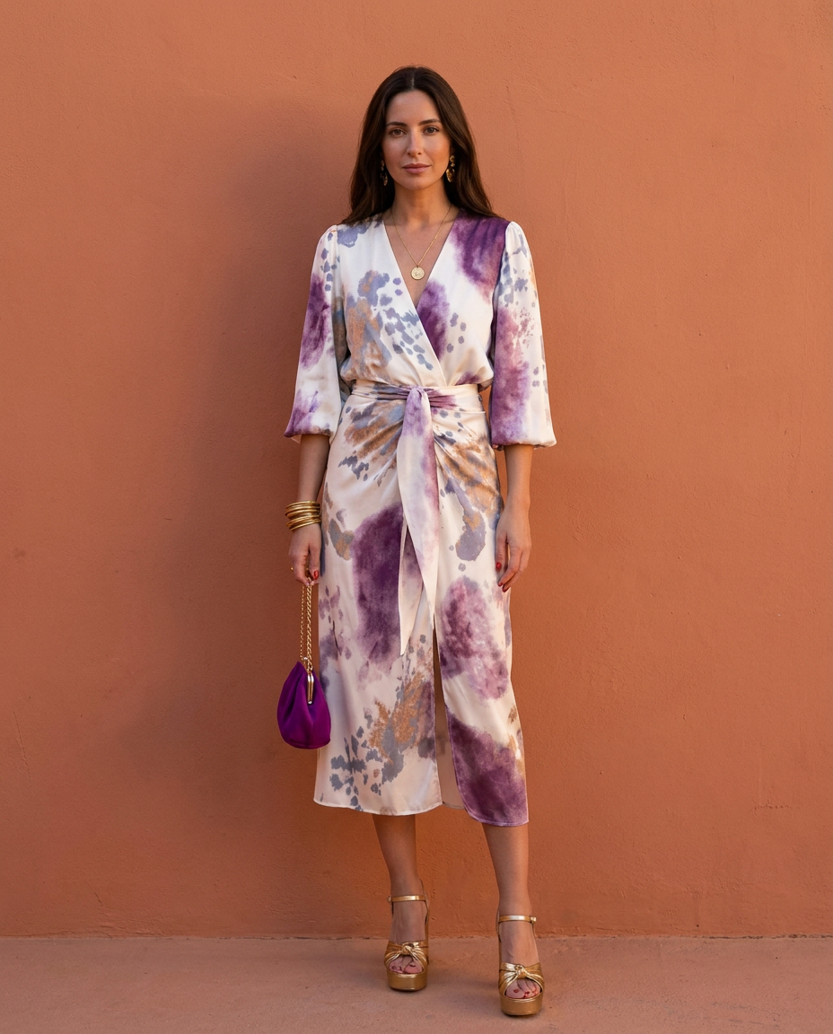 Conjunto dos piezas mujer — blusa cruzada y falda de flores — 1