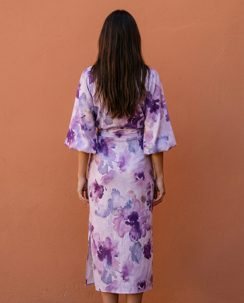 Conjunto dos piezas mujer — blusa cruzada y falda de flores — 2